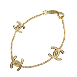 Ultra Rare!!! NEW! Authentic CHANEL 1982 CC Chain 24 Carot GOLD Bracelet DAINTY